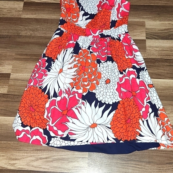 Eliza J Dress Size 0 i Sleeveless Navy, Pink & Orange Flora Pattern Flai… - Picture 4 of 9